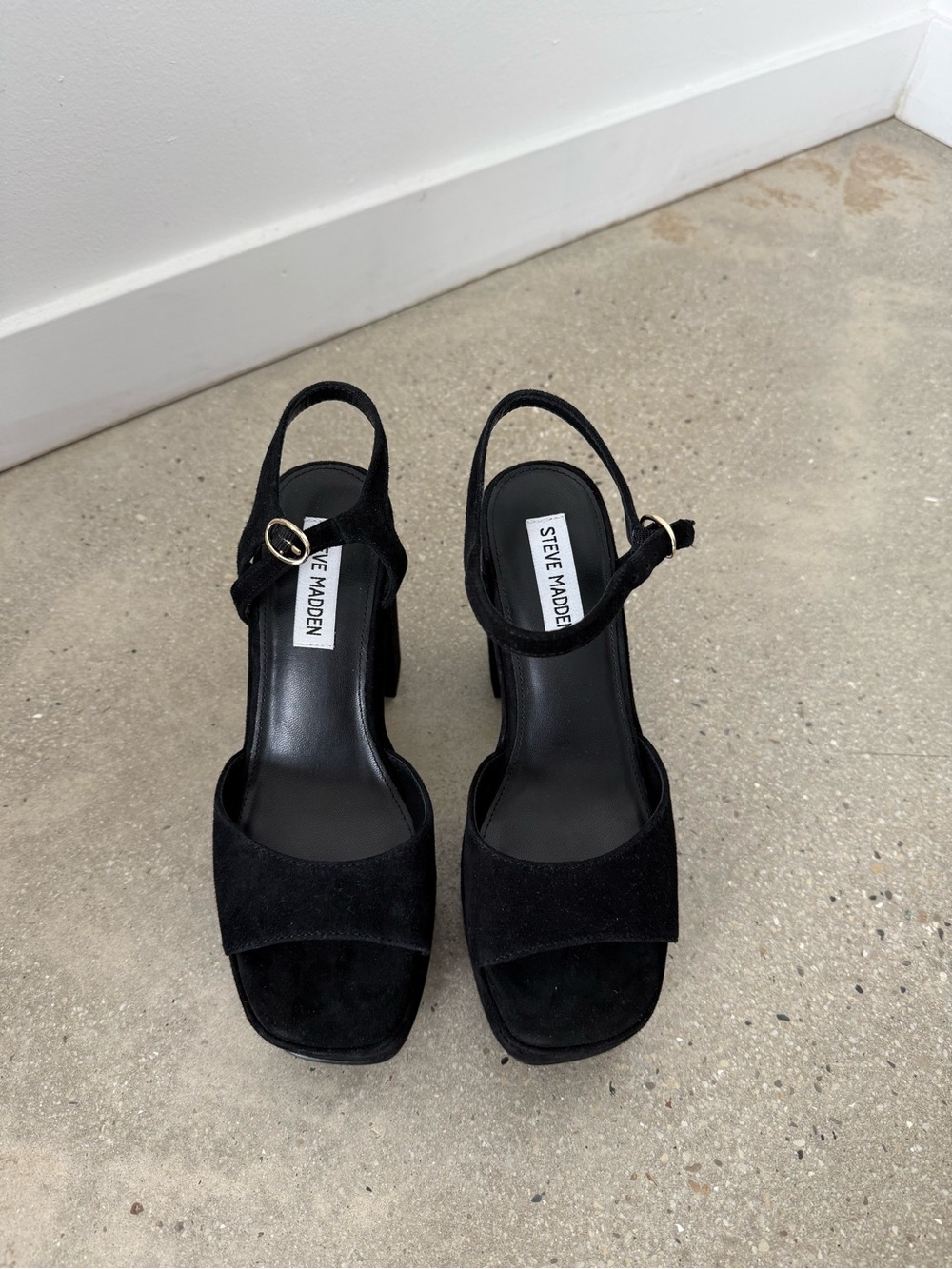 Steve Madden Black Suede Slingback Block Heels